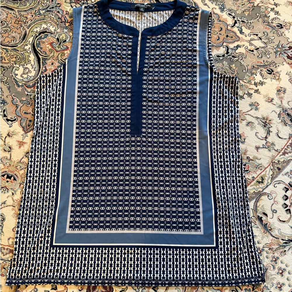 Jones New York Blue Patterned Tank Top